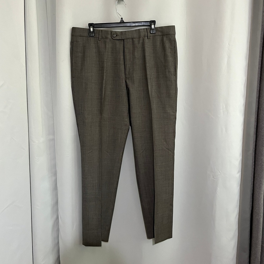 Joseph Abboud Tollegno 1900 Dress Pants Mens 36R Grey Flat Front Wool Italy Lux - Picture 2 of 15